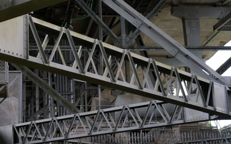 Steel beam structures supporting bridge